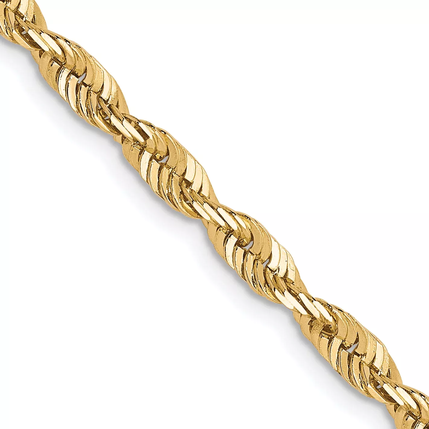 10K Yellow Gold Solid Diamond-Cut Rope Chain Necklace 3mm