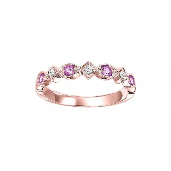10Kt Rose Gold Diamond 1/20Ctw & Pink Sapphire 1/6Ctw Ring