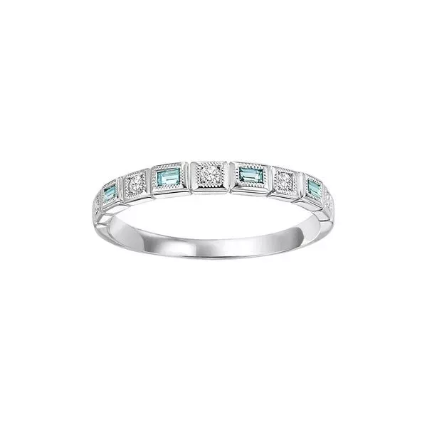 10Kt White Gold Diamond 1/10Ctw & Blue Topaz 1/6Ctw Ring