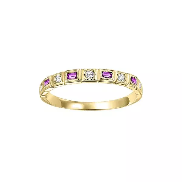 10Kt Yellow Gold Diamond 1/10Ctw & Ruby 1/8Ctw Ring