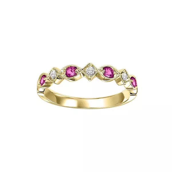 10Kt Yellow Gold Diamond 1/20Ctw & Ruby 1/6Ctw Ring