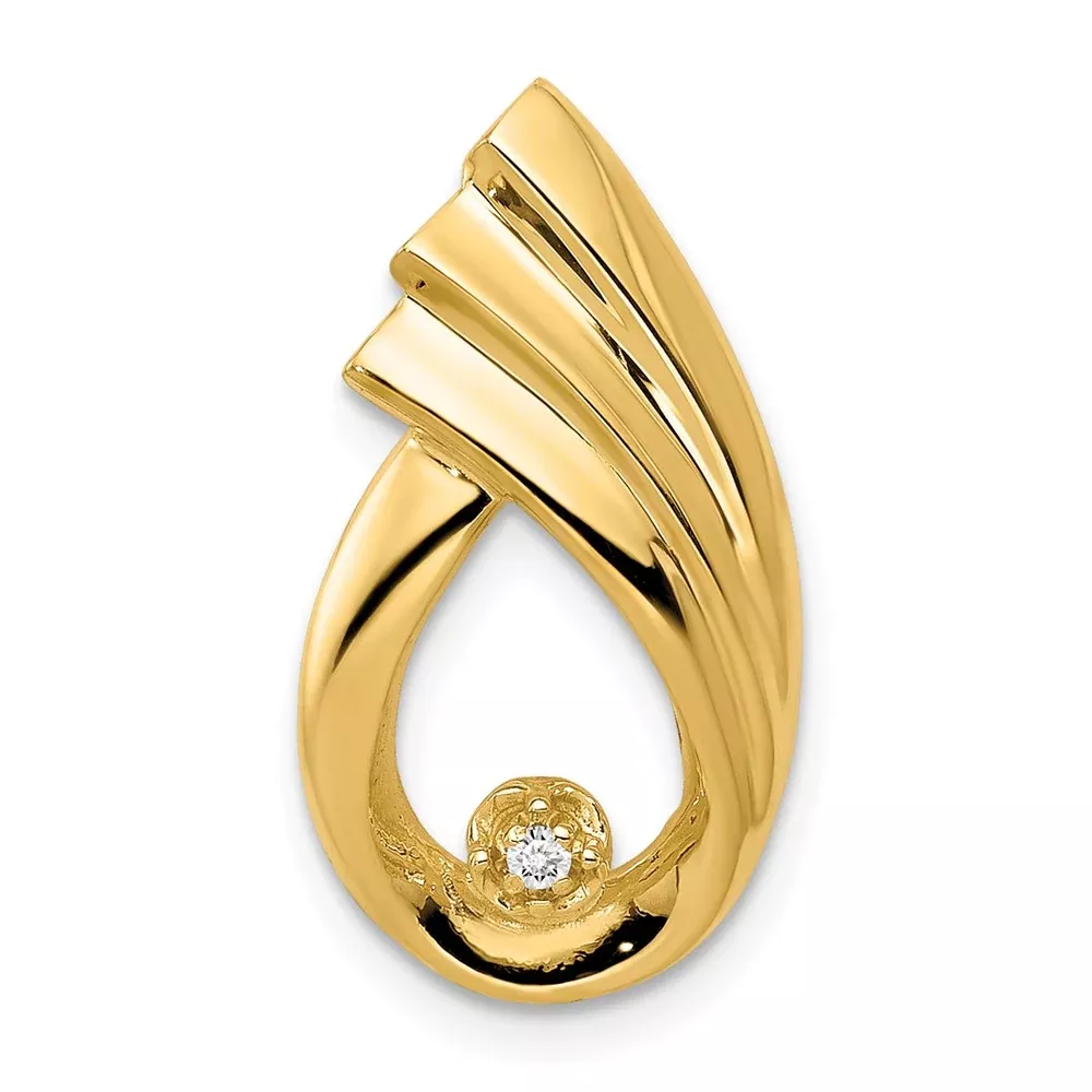 14k 1.4mm AAA Diamond Fancy Teardrop Chain Slide