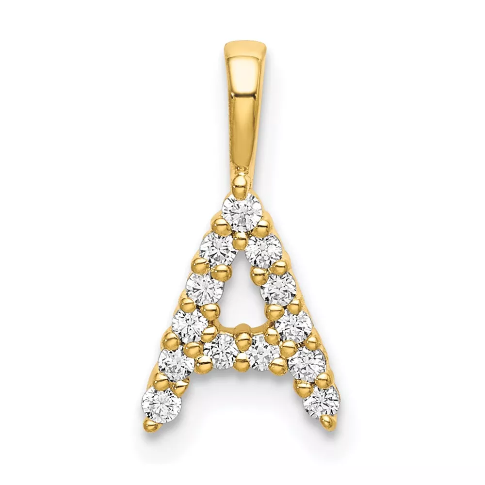 14k 1/8 carat Lab Grown Diamond VS/SI+ G+ Complete Letter A Initial Pendant