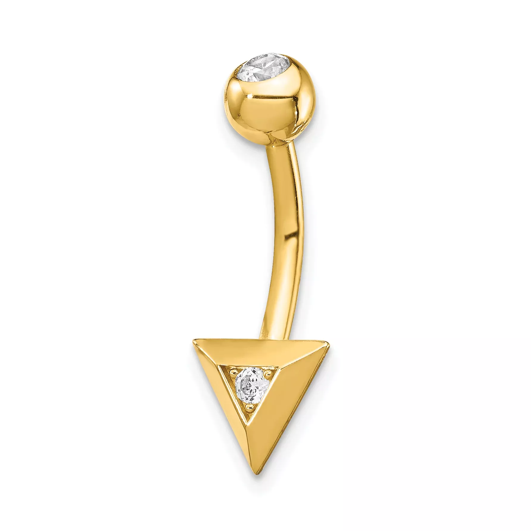 14k 14 Gauge Triangle CZ Belly Ring
