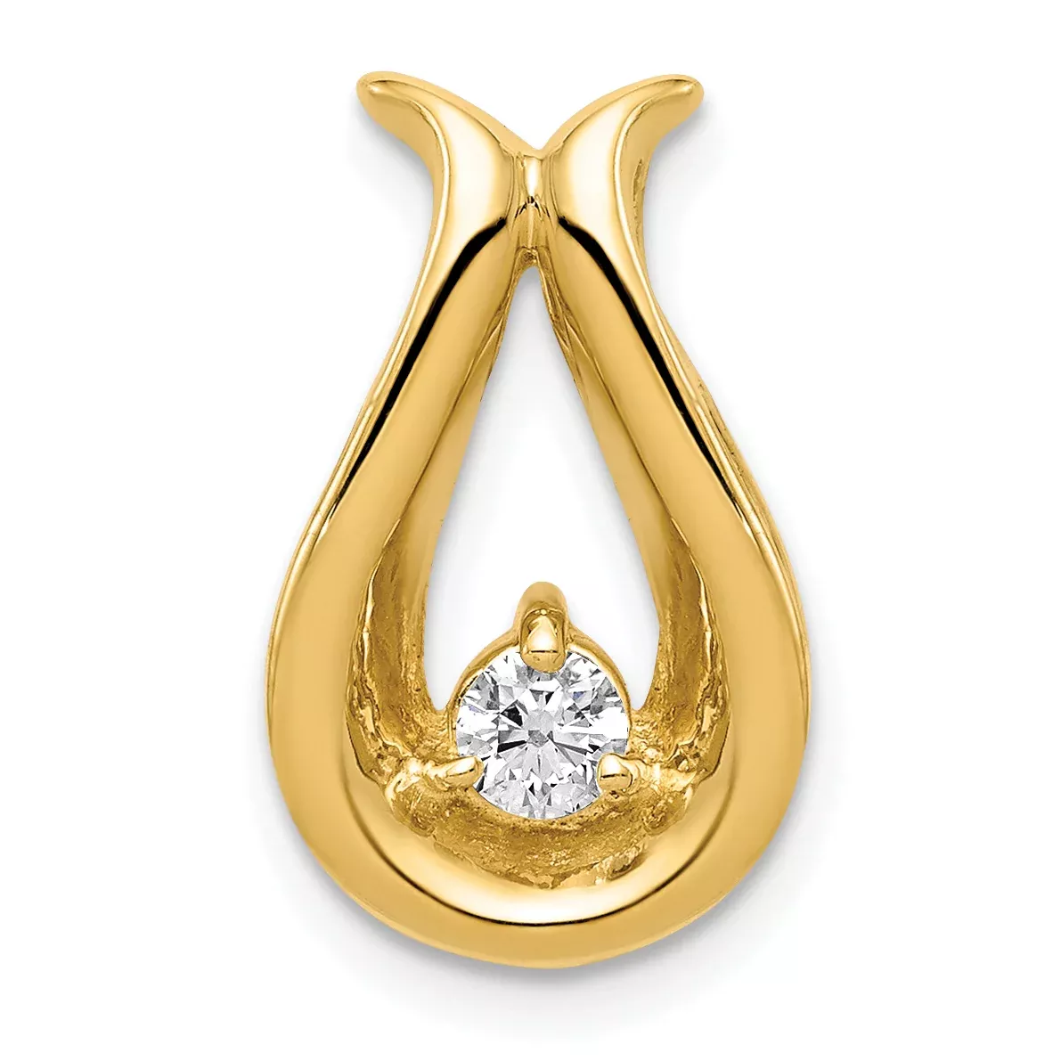 14K 3.4mm AA Diamond Teardrop Shape Chain Slide