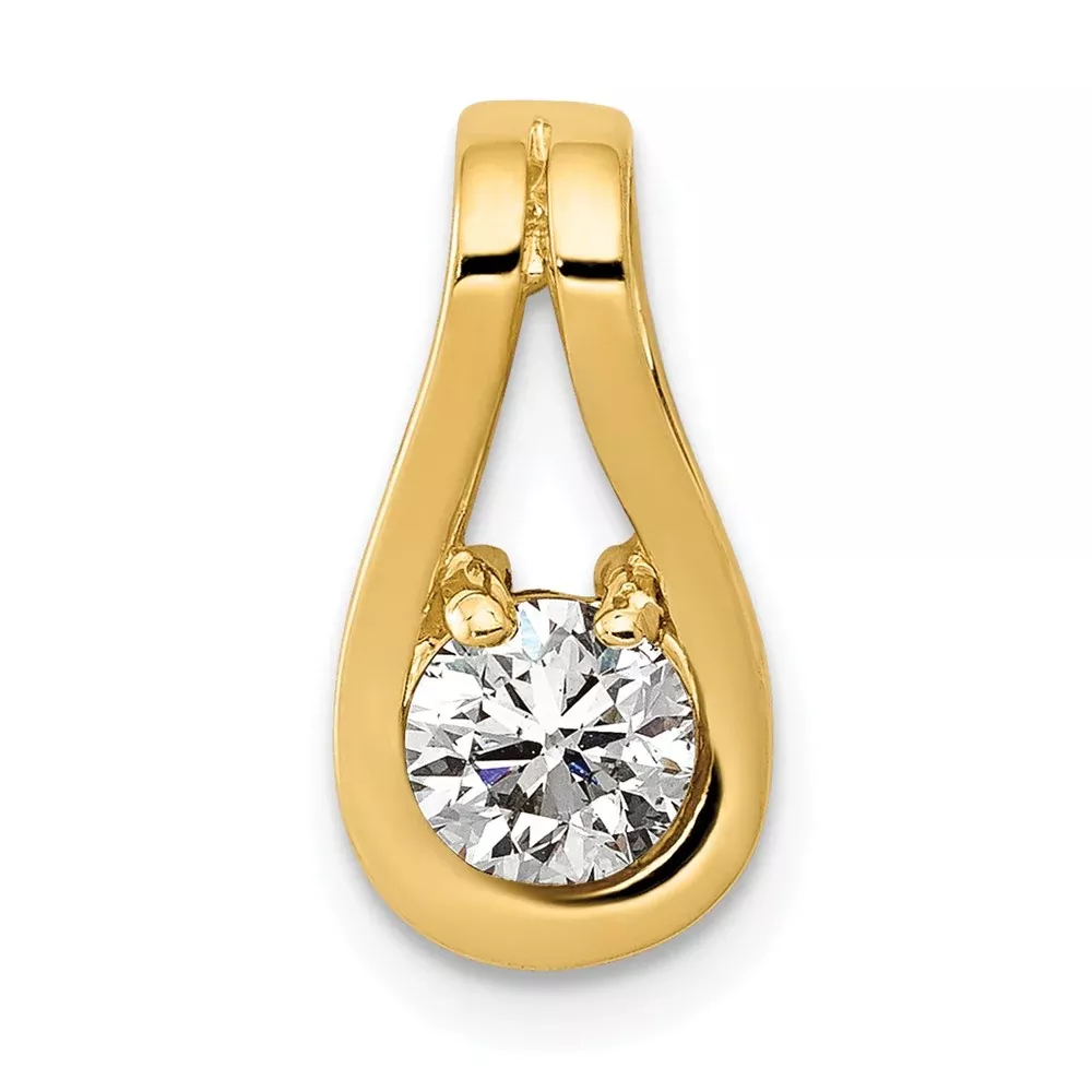 14k 4.7mm AAA Diamond Teardrop Shape Slide Pendant