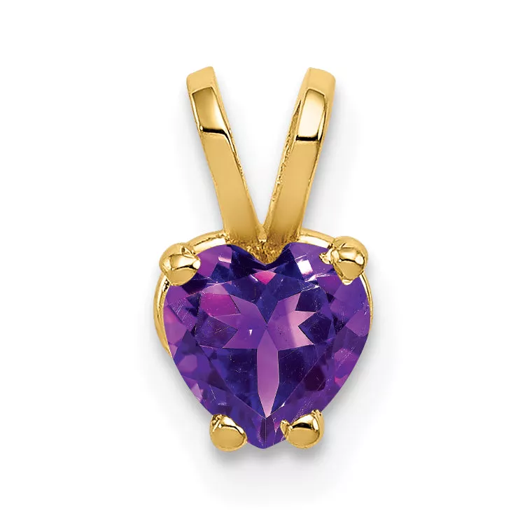 14K 5mm Heart Amethyst pendant