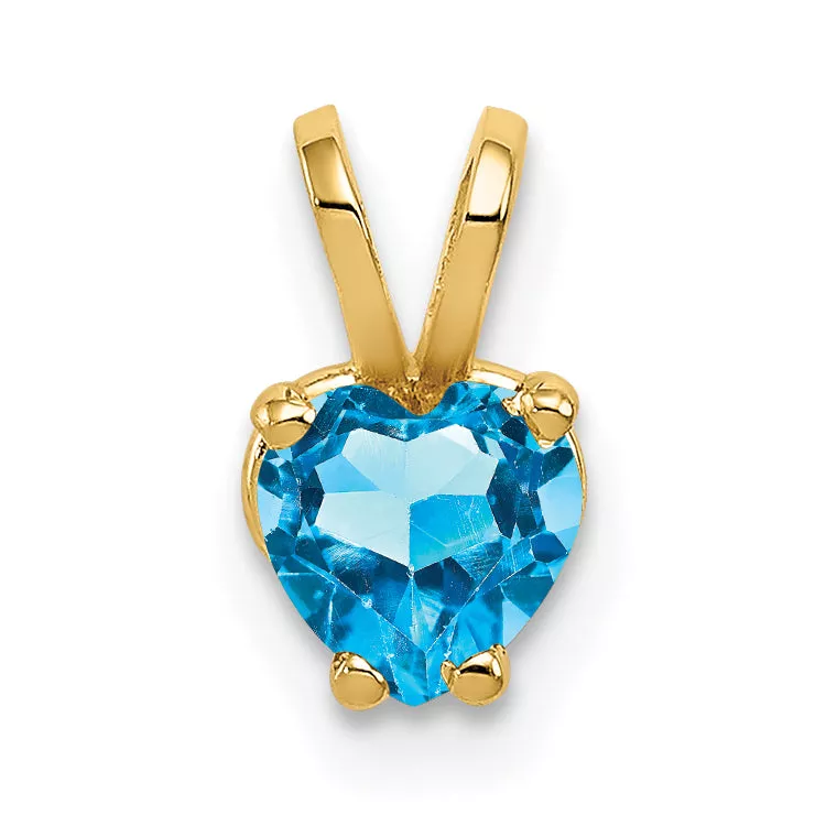 14K 5mm Heart Blue Topaz pendant