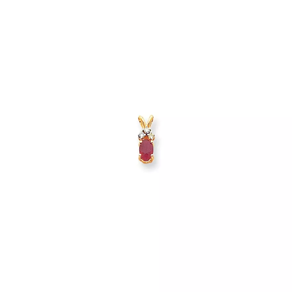 14k 6x4mm Oval Ruby VS Diamond pendant