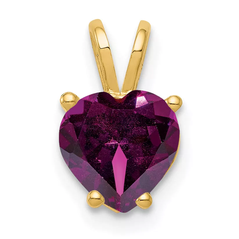 14K 7mm Heart Rhodolite Garnet pendant
