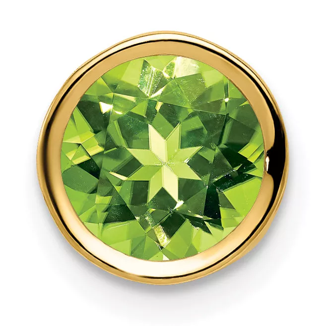 14K 7mm Peridot bezel pendant