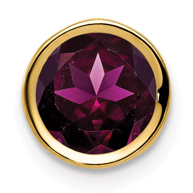14K 7mm Rhodolite Garnet bezel pendant