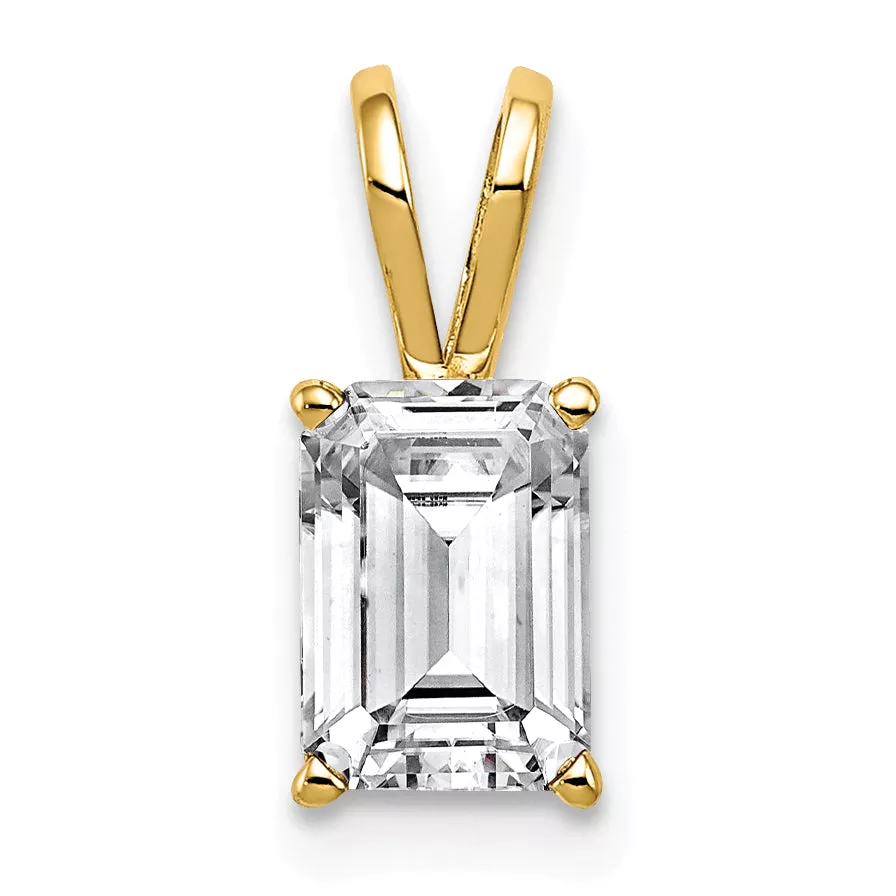 14K 7x5mm Emerald Cut Cubic Zirconia pendant