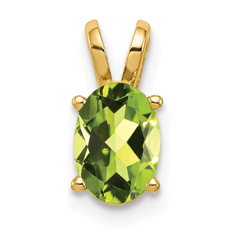 14K 7x5mm Oval Peridot pendant