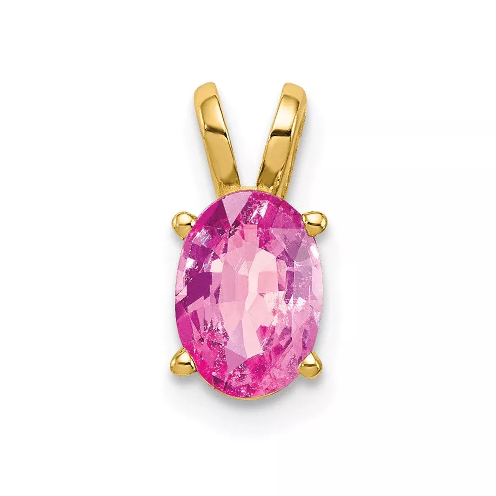 14k 7x5mm Oval Pink Sapphire Pendant