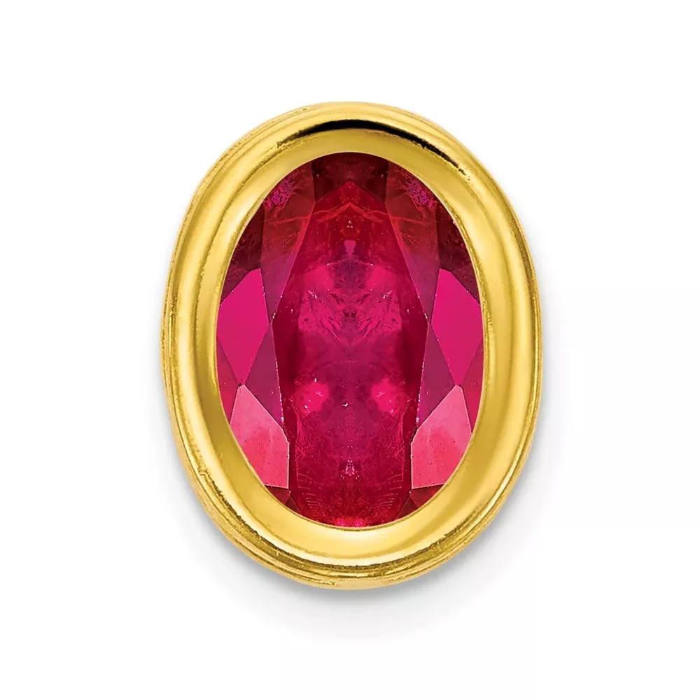 14k 7x5mm Oval Ruby bezel Pendant