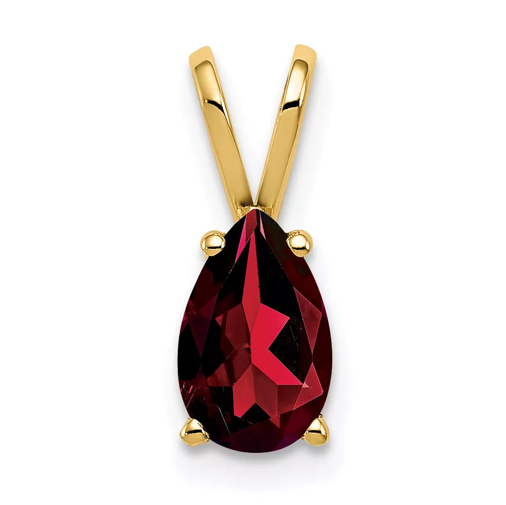 14K 8x5mm Pear Garnet pendant