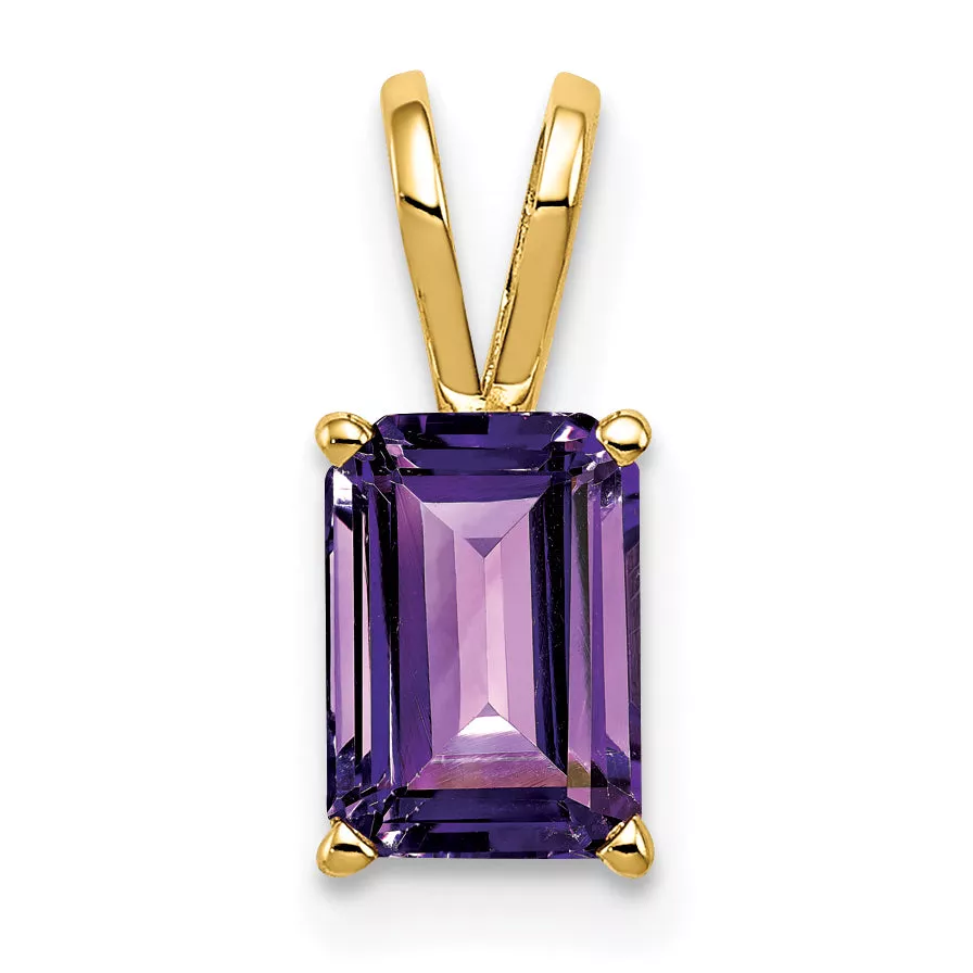 14K 8x6mm Emerald Cut Amethyst pendant