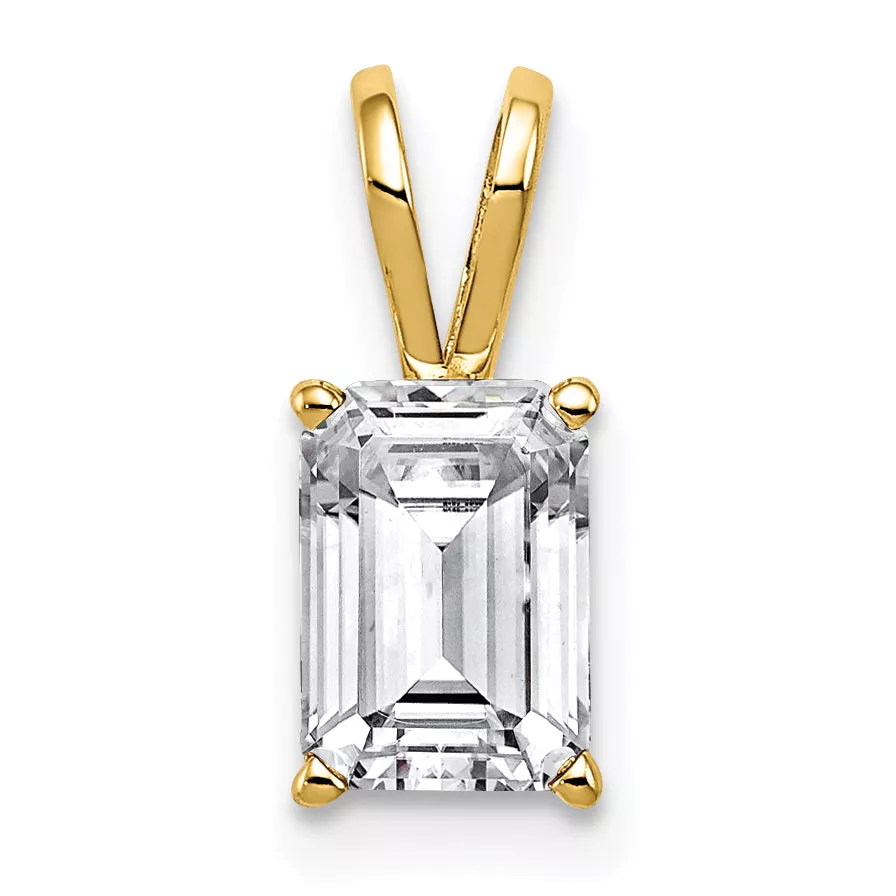 14K 8x6mm Emerald Cut Cubic Zirconia pendant