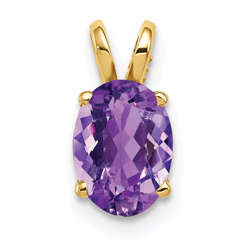 14K 8x6mm Oval Amethyst pendant