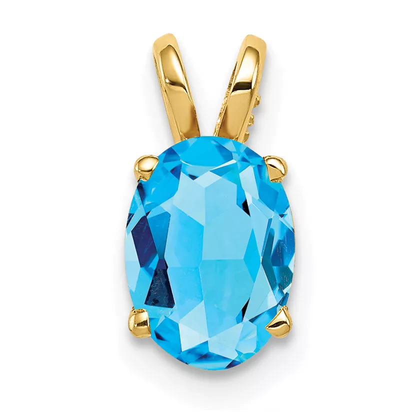14K 8x6mm Oval Blue Topaz pendant