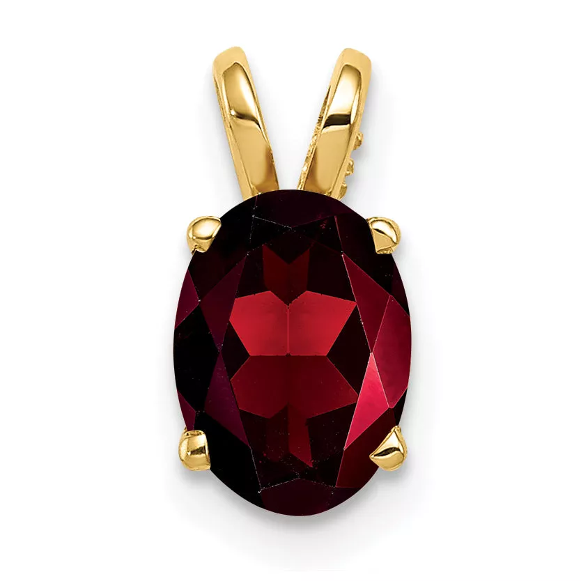 14K 8x6mm Oval Garnet pendant