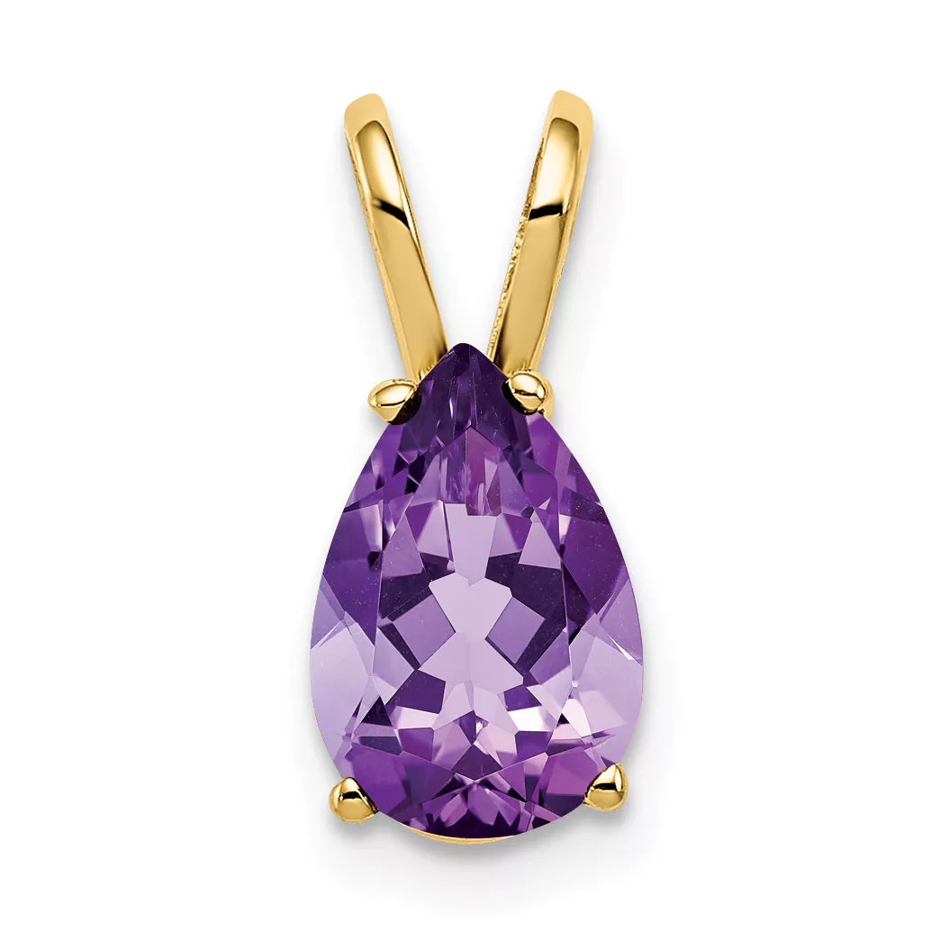 14K 9x6mm Pear Amethyst pendant