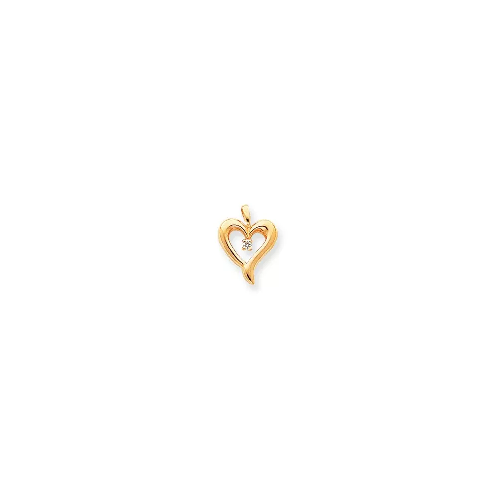 14k AA Diamond Heart Pendant