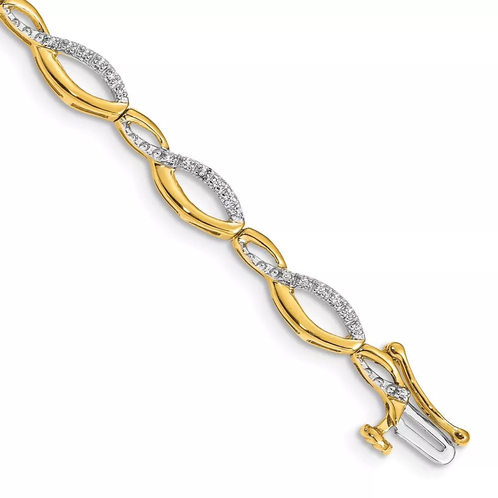 14k Complete 1/4 carat Diamond Fancy Link 7 inch Bracelet