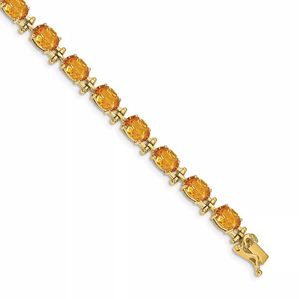 14k Complete Oval Citrine 7 inch Bracelet