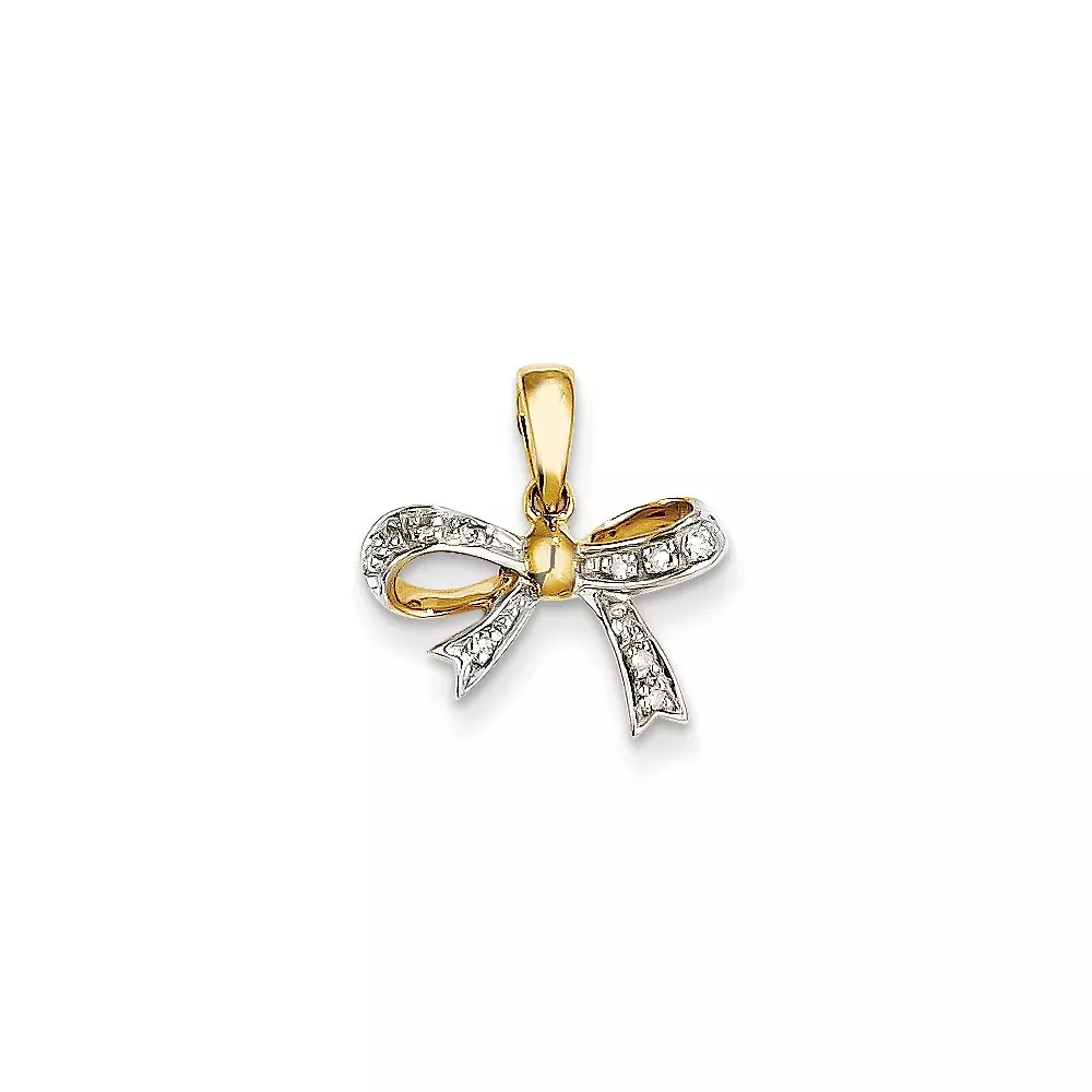 14k Diamond Bow Pendant