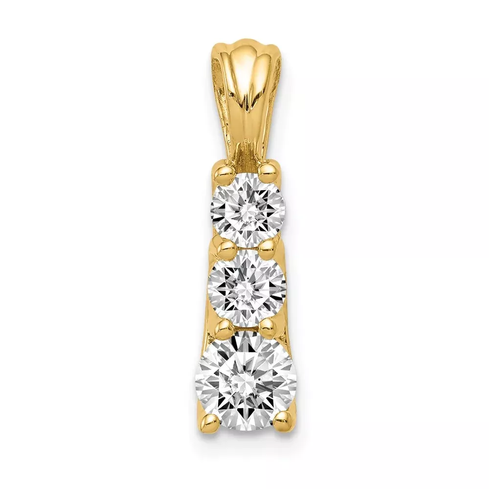 14k A Diamond Large Three Stone Pendant