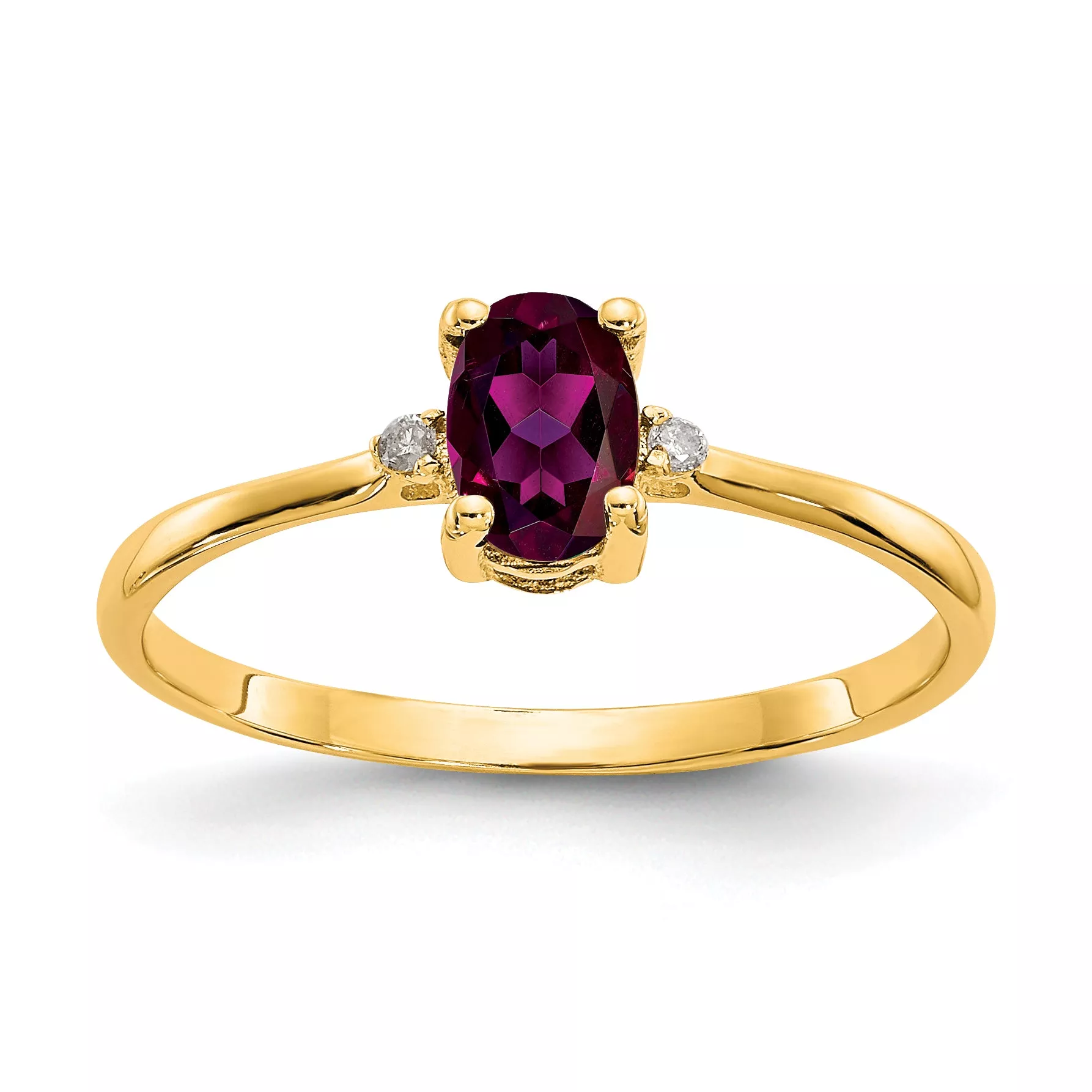 14k Diamond & Rhodolite Garnet Birthstone Ring