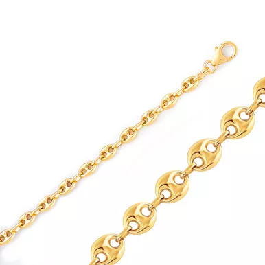 14k Gold 4.8mm Puffed Anchor Chain 22 Inches
