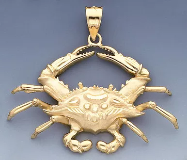 14k Gold 58mm Crab Pendant