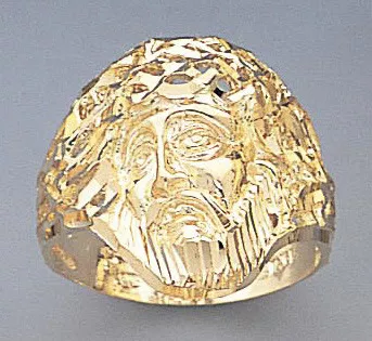 14k Gold Face Of Jesus (our Lord) Ring