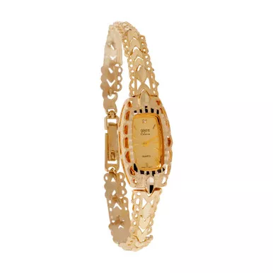 14k Gold ladies 19mm Filigree Pattern Watch