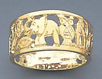 14k Gold Ladies Diamond Cut 10mm Elephant Band Ring