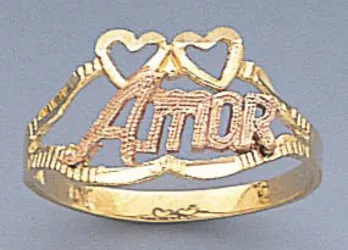 14k Gold Ladies Tri-color Amor Ring