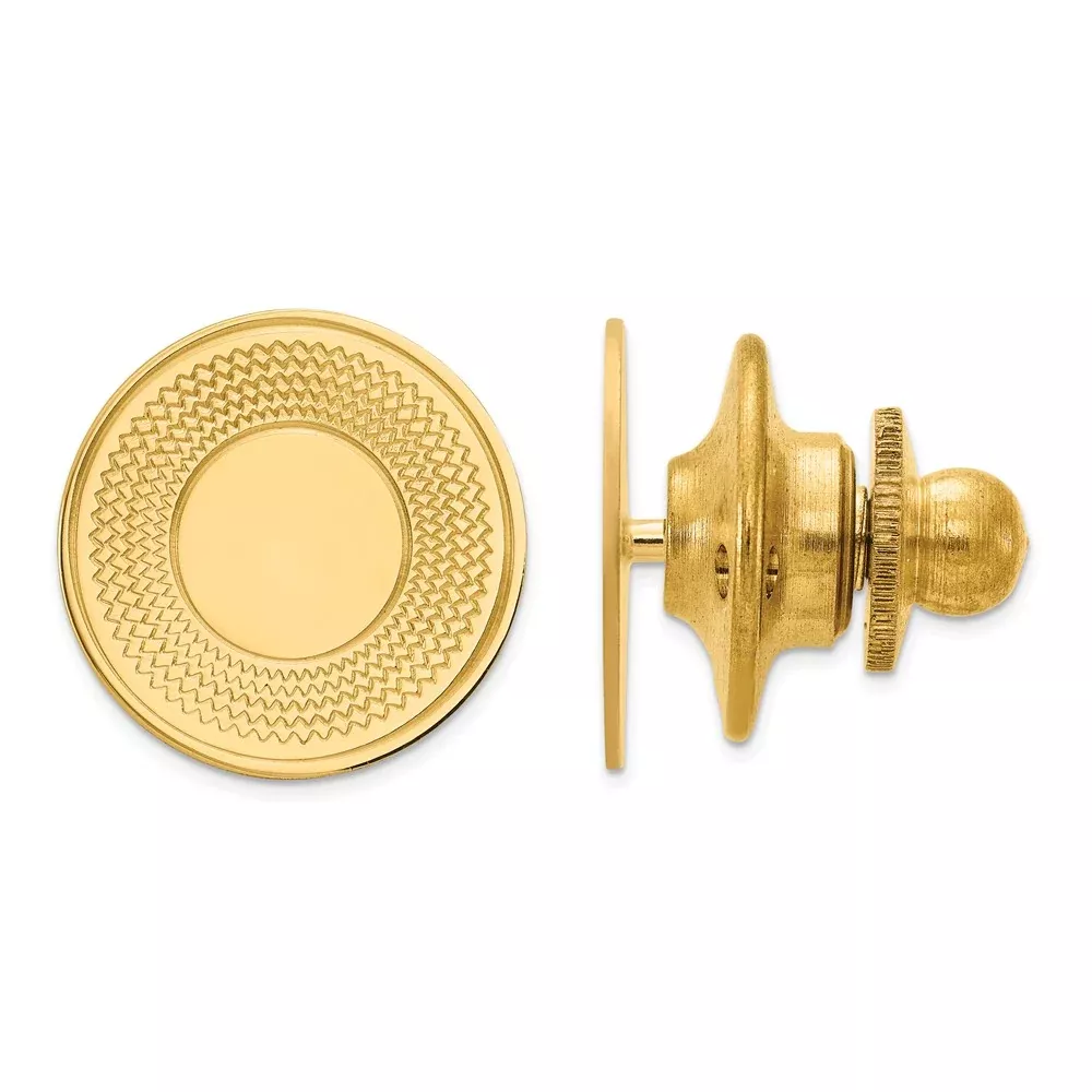 14K Gold Men's Engravable Tie Tac with Polished Finish