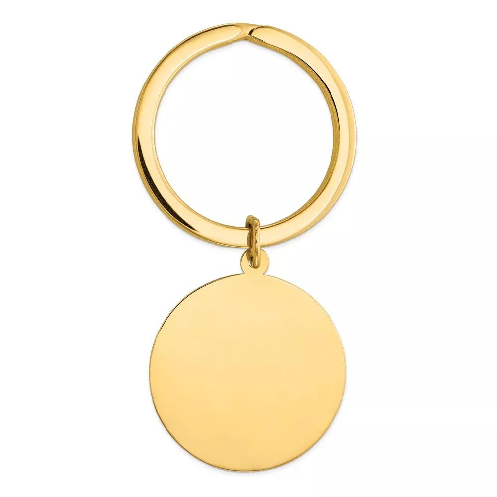 14K Gold Unisex Engravable Polished Disc Key Ring by Sophia Jewelers