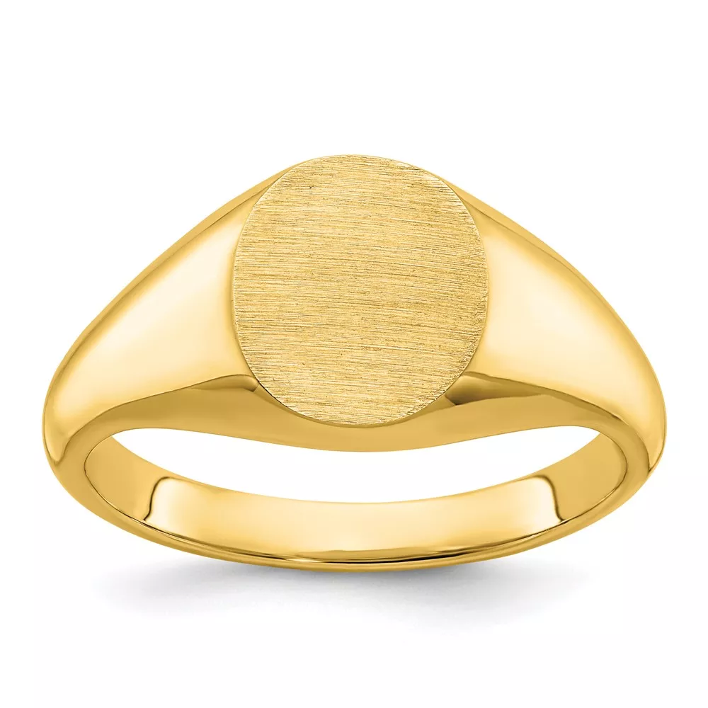 14k IBGoodman 12x10mm Men’s Round Signet Ring
