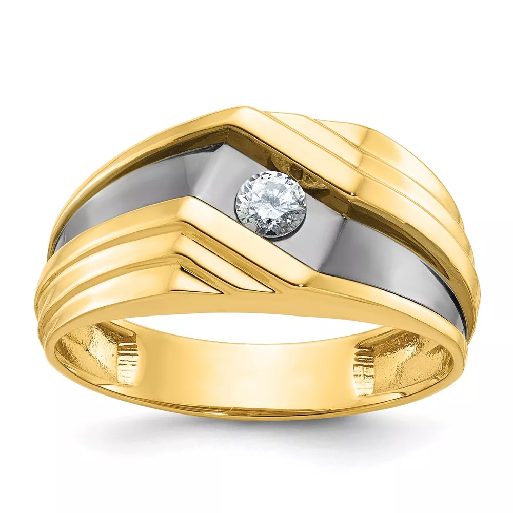 14k IBGoodman Men’s Polished and Grooved Ring Mounting