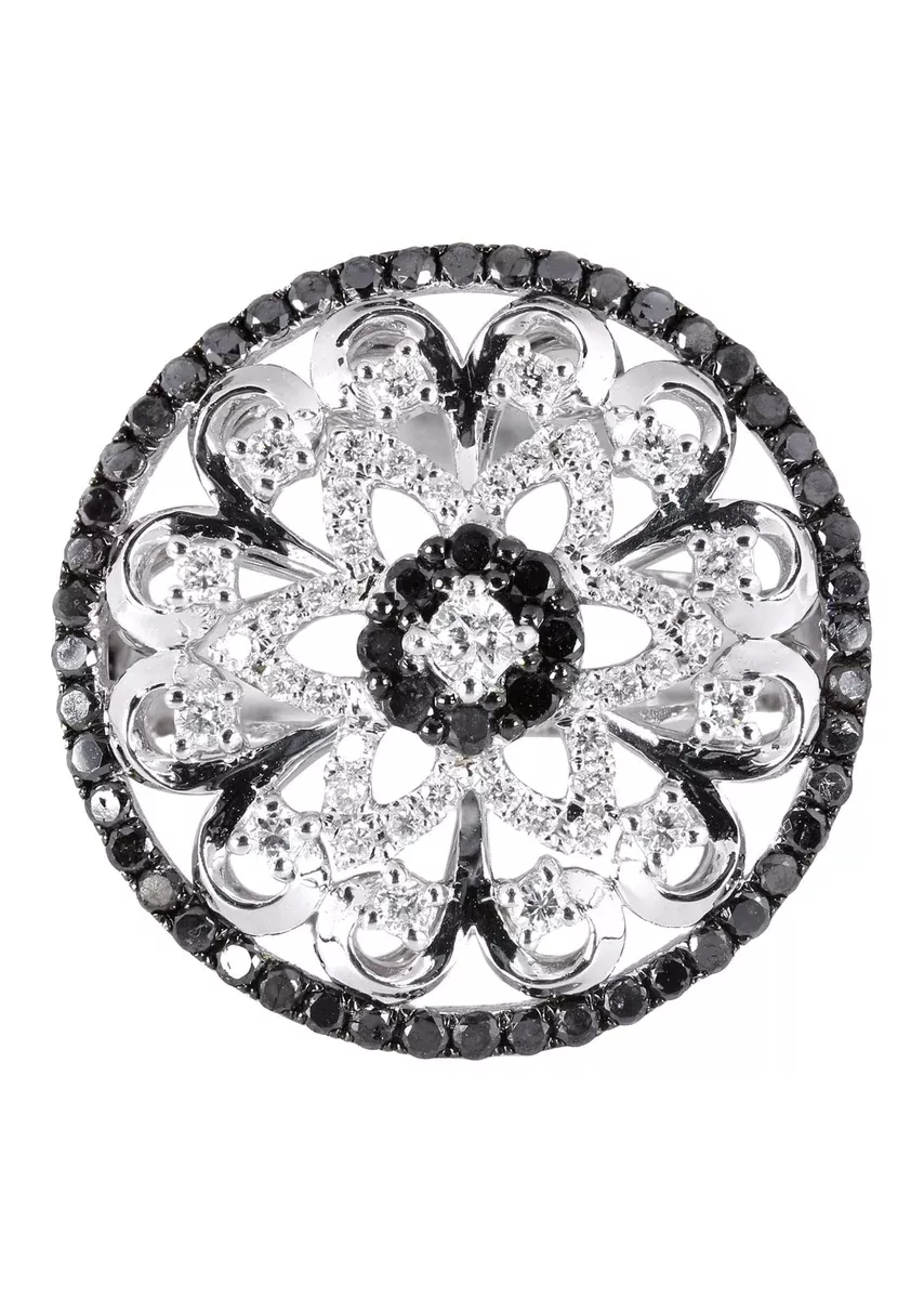 14K Ladies Black Diamond Cocktail Ring | 1.26 Carats | 7.08 Grams