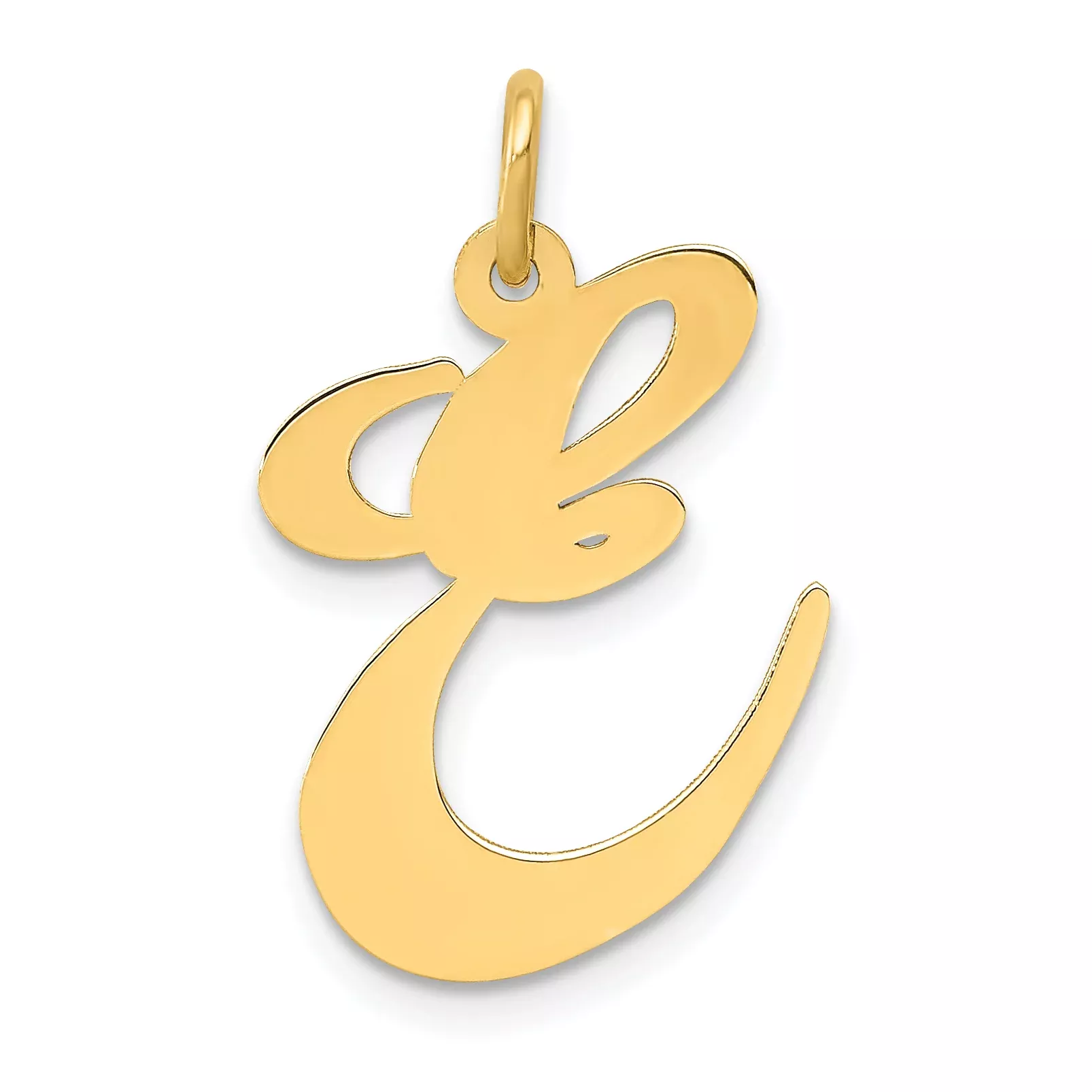 14K Large Fancy Script Initial E Charm