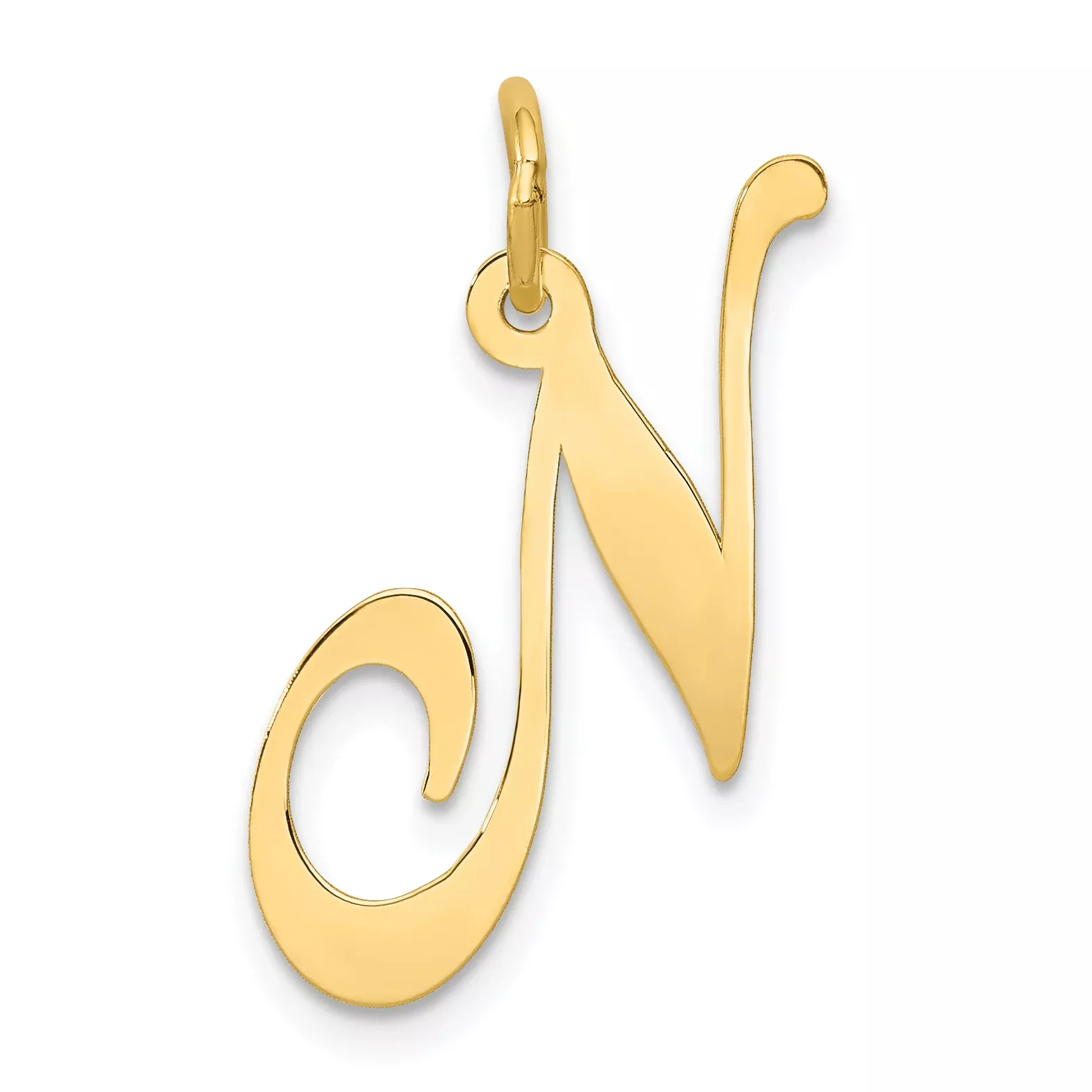 14K Large Fancy Script Initial N Charm