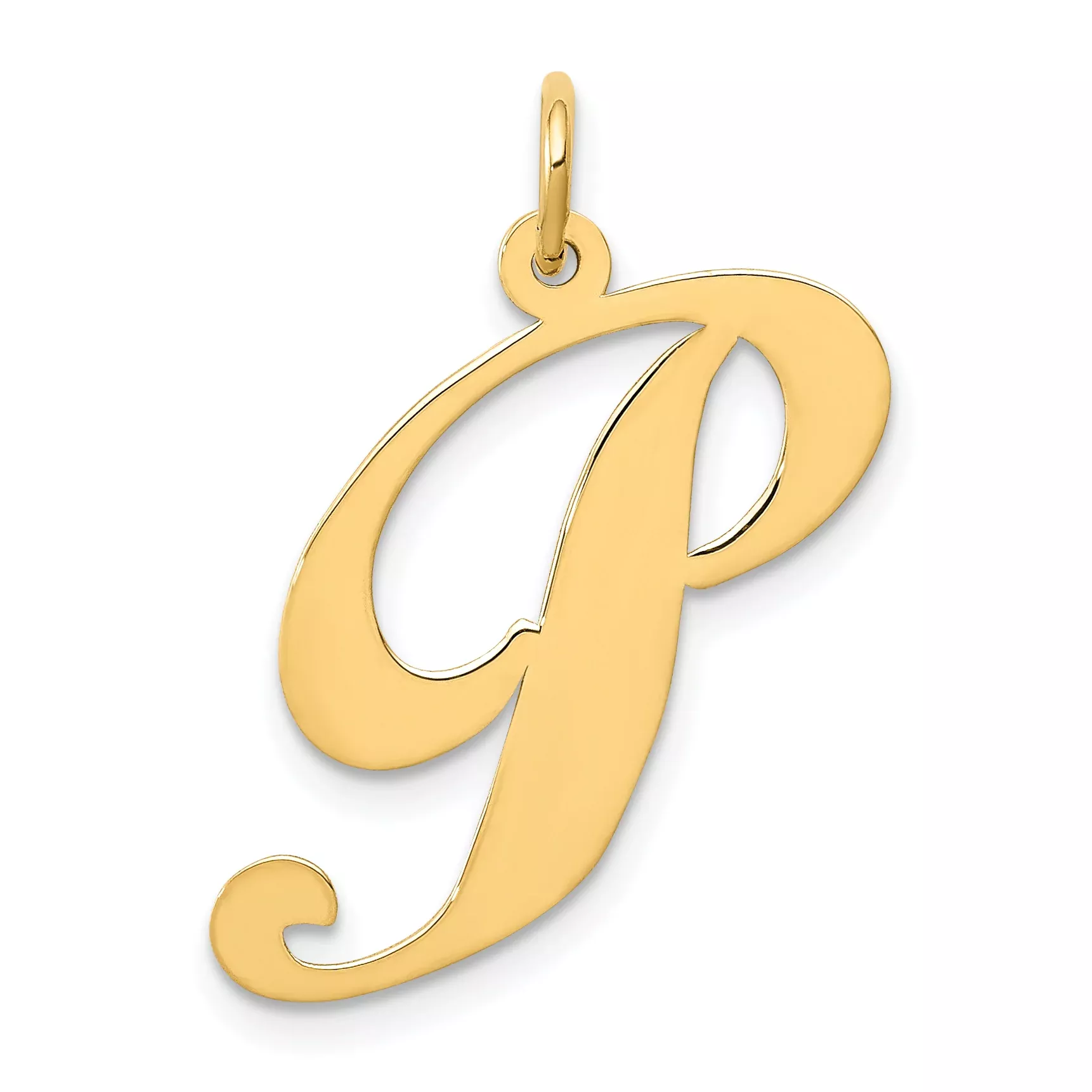 14K Large Fancy Script Initial P Charm