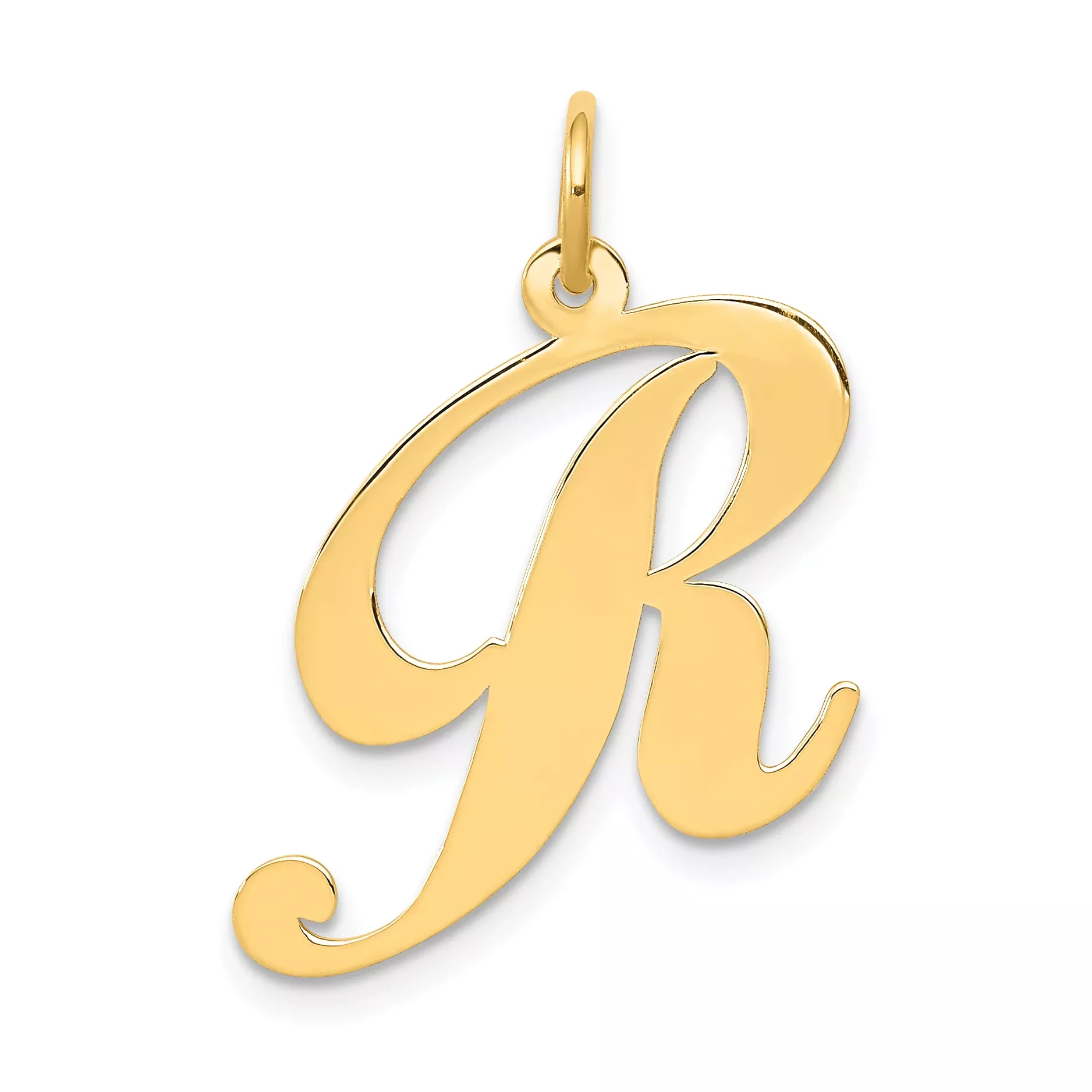 14K Large Fancy Script Initial R Charm