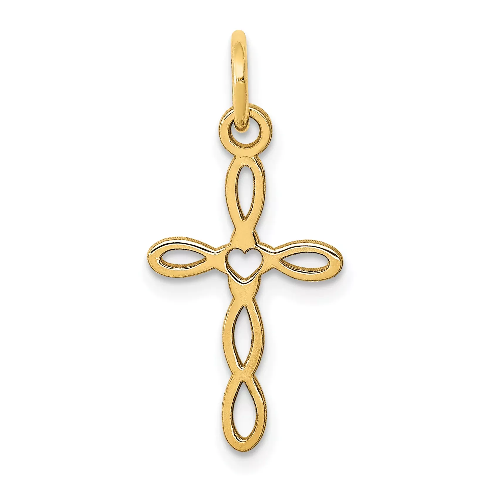 14K Loop With Center Heart Cross Charm