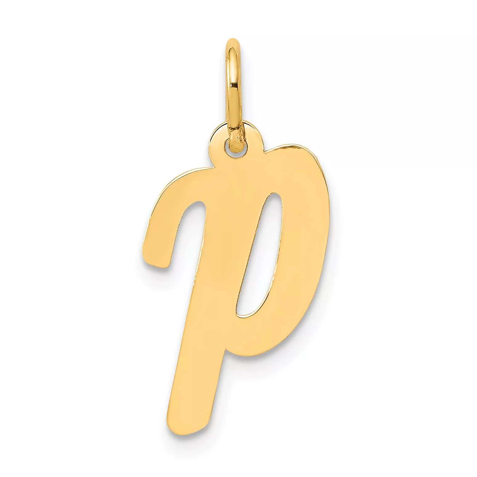 14K Medium Script Initial P Charm